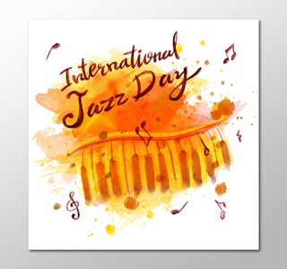水彩风格jazzday钢琴比赛钢琴大赛海报